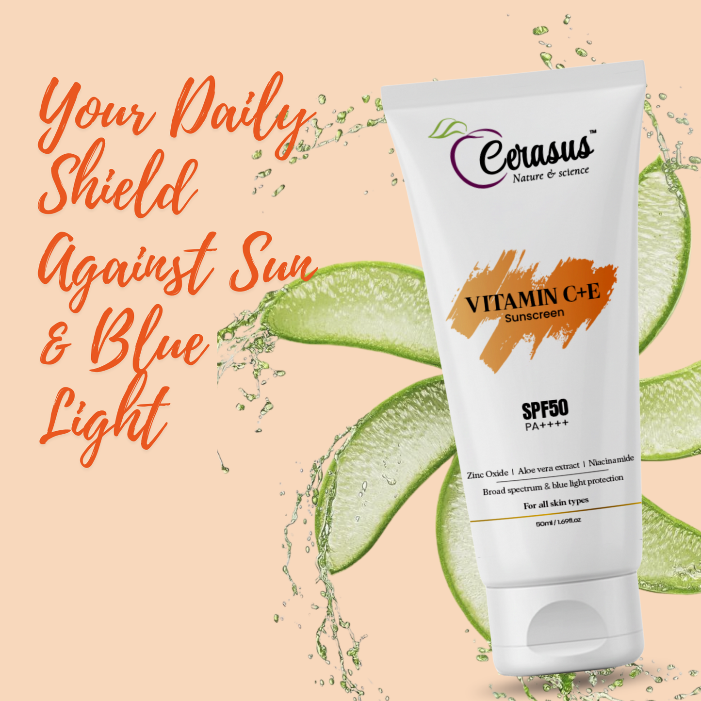 Broad Spectrum Sunscreen SPF 50 PA++++ — 50ml | Cerasus Nature & Science