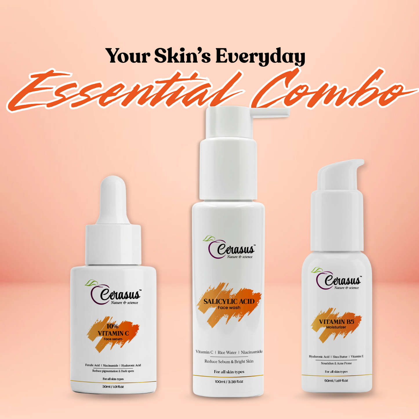 Face wash+ Moisturizer+ Serum Combo